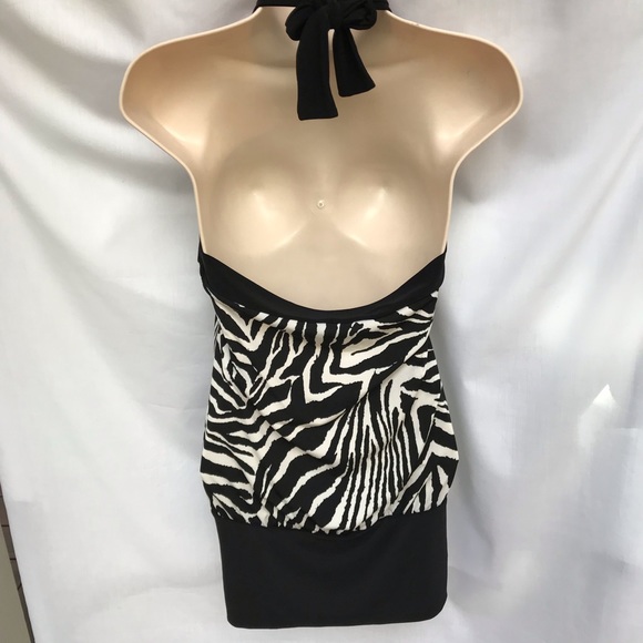 White House Black Market Zebra Striped Halter Top - Picture 2 of 4